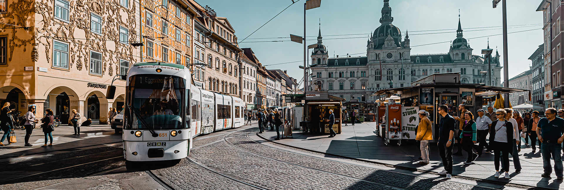 Anreise PV ZAR Graz: Straßenbahn Hauptplatz Graz